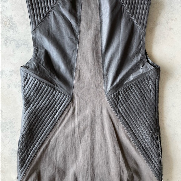 Skingraft New With Tag Rare Leather and Cotton Grey Vest - Picture 3 of 9